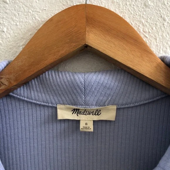 MADEWELL Drapey Rib Short-Sleeve Polo Top Size Small - Picture 7 of 10